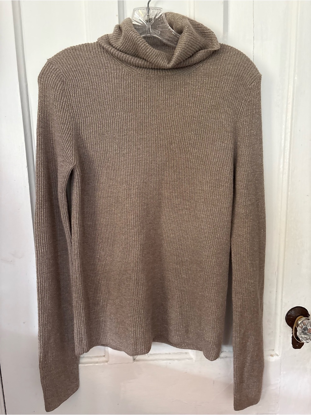 Calvin Klein Metallic Taupe Ribbed Sweater